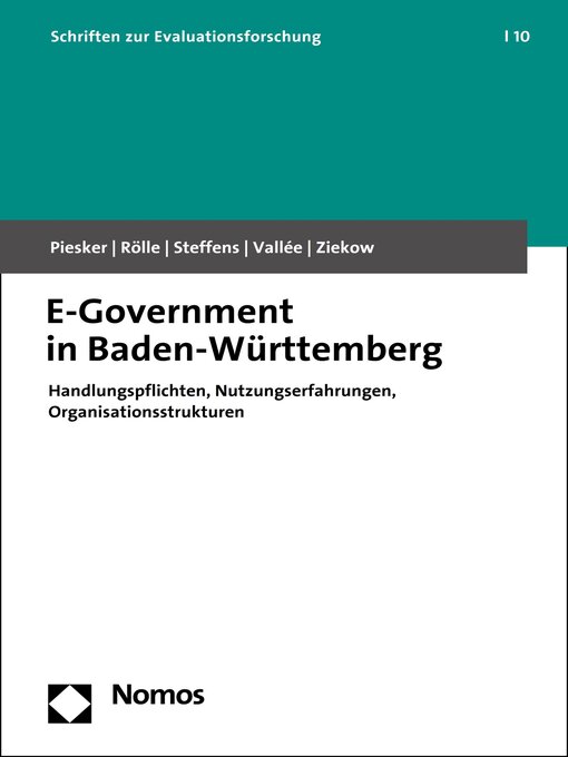 Title details for E-Government in Baden-Württemberg by Axel Piesker - Wait list